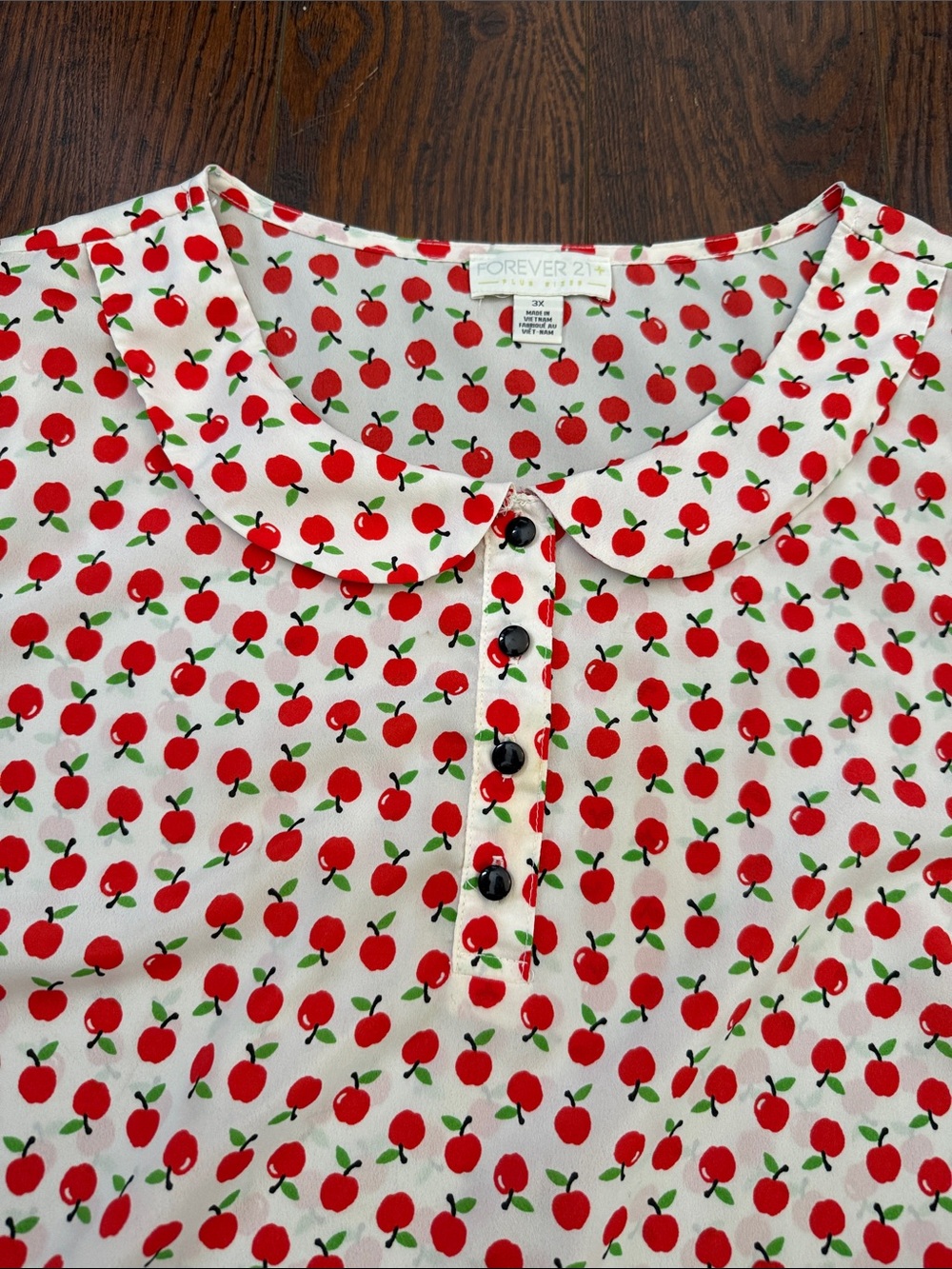 Forever 21+ White Blouse with Red apple Print